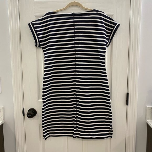 T by Talbots Navy/White striped Terry Dress with bright pink NWT Medium Petite - Picture 7 of 8
